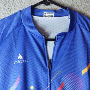 MILOTO MEN'S CYCLING JERSEY BLUE RED XL USED POLYESTER SHIRT